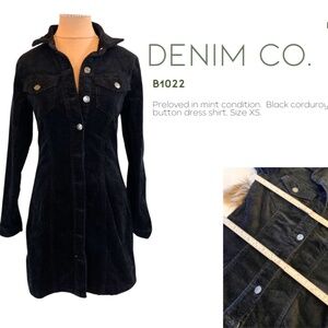 Black Corduroy Buttoned Dress by Denim Co. (B1022)